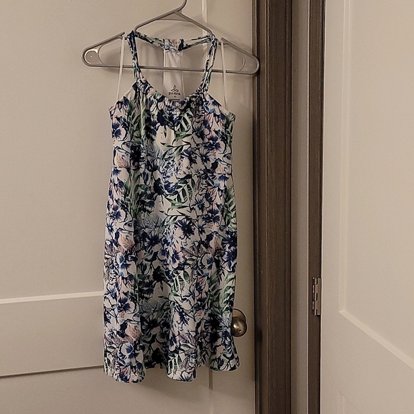 prAna Floral Tropical Halter Dress / Built In Bra - X-Small - Picture 1 of 3